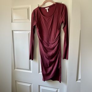 Leith Maroon Ruched Dress